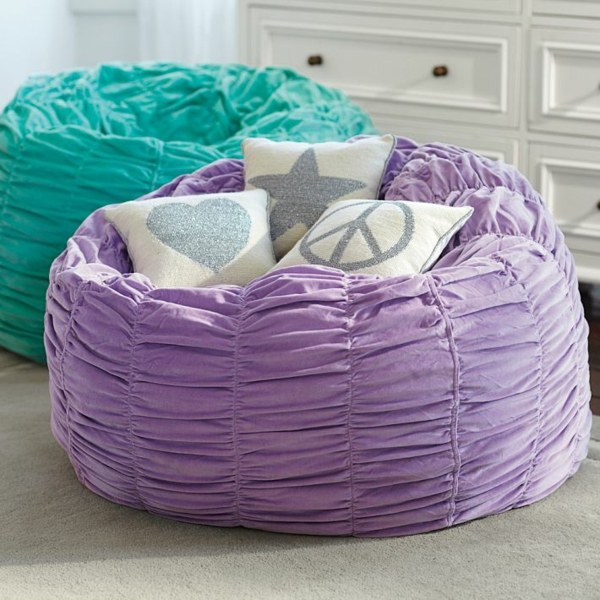 Fialový zelený sedací vak do škôlky