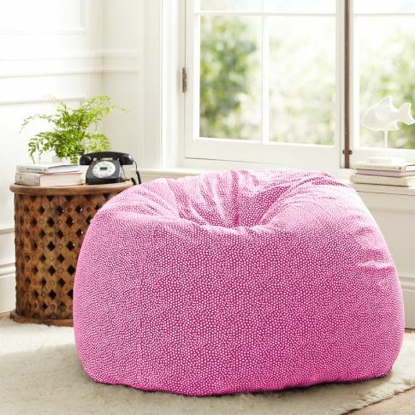 ružový sedací vak bodky dievčenská izba