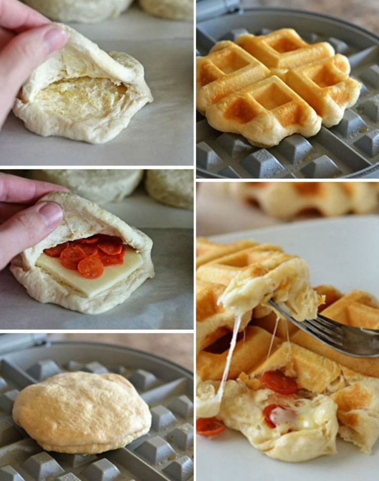 Vyplnené vrecko na pizzu sa ľahko pripravuje v žehličke na oblátky