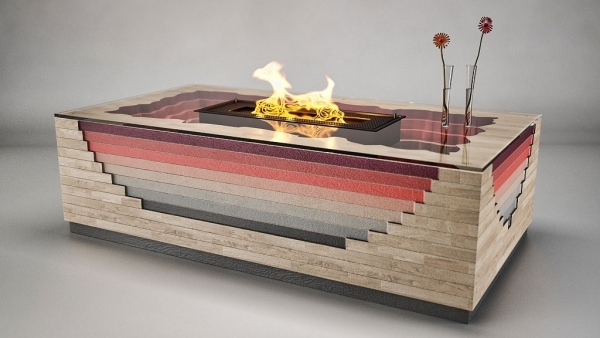 Krb Magma viacfarebný bez parných prírodných materiálov Nápady na dizajn krbu zo skleneného dubového kameňa Nábytok do obývačky