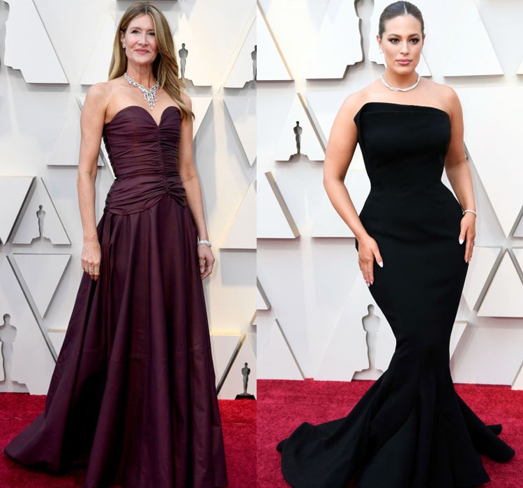 Večerné oblečenie Oscarov v čiernych tmavých šatách 2019