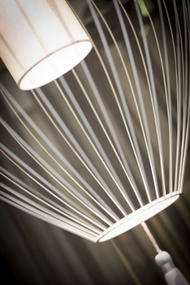 originálna závesná lampa ľan kovový výrobca Taliansko originálny nápad na dizajn závesnej žiarovky ázijské umenie exotické