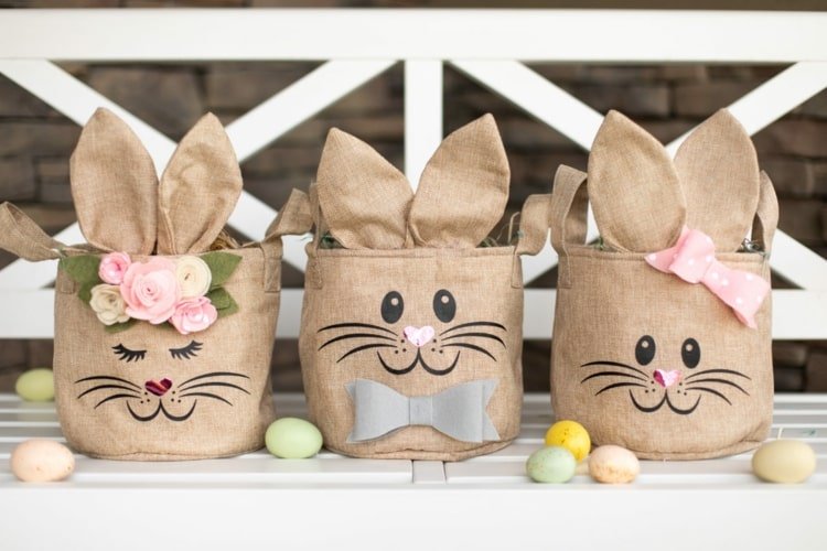Navrhnite si vlastné ľanové cachepoty v tvare králikov