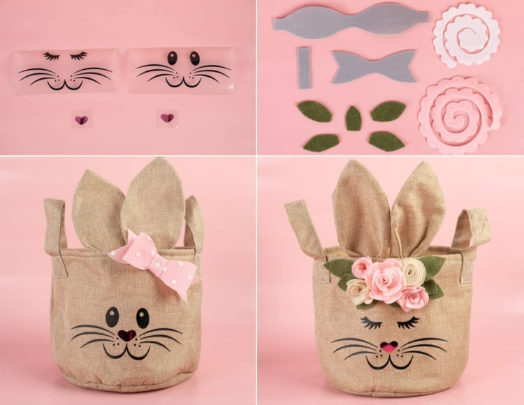 Cool nápad na veľkonočnú výzdobu s hrncom vyrobeným z látky, nažehľovacími prenosmi a dekoráciou z plsti