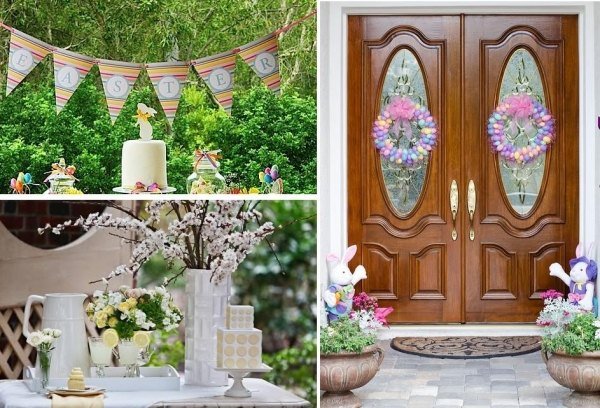 Záhradná párty dekorácia-vchodové dvere záhradný stôl-veľkonočná jar Záhradná párty dekorácia-vchodové dvere záhradný stôl veniec kytice