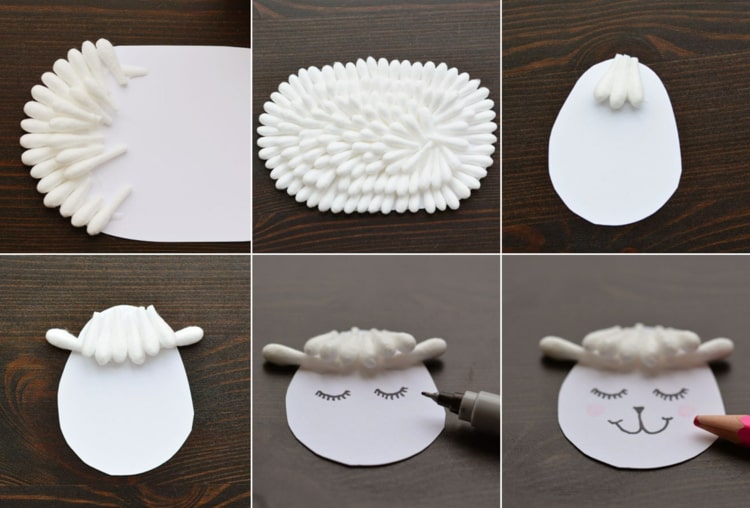 Jednoduchý návod pre deti na základnej škole - ovečky ako nápady na ručné práce na Veľkú noc