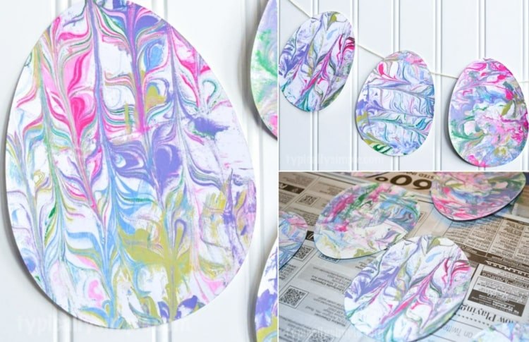 Vyrobte si veľkonočné obrázky sami pomocou peny na holenie a akrylových farieb ako nápadov na Veľkú noc a deti