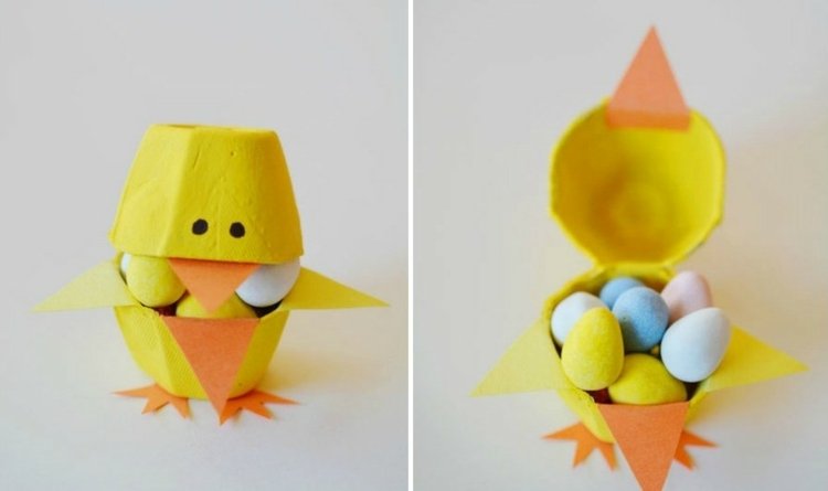 Veľkonočné remeslá s vajíčkovými škatuľami-viečka-vtipné-mini-veľkonočné-vajíčkové cukríky