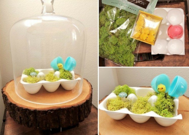 Veľkonočné remeslá-kartóny na vajíčka-dekorácia-zvonček-box na vajíčka-machové mláďatá