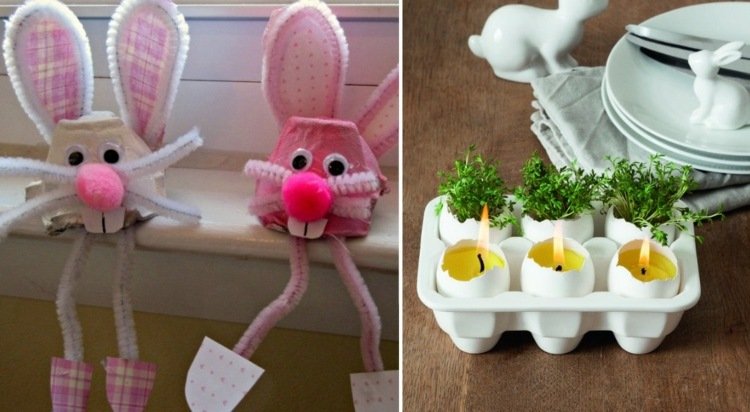 Veľkonočné remeslá-kartóny na vajíčka-ozdoba-veľkonočný zajačik-vtipné-ozdoba-okna-dekorácie-stolu-vázy