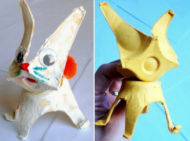 Veľkonočné remeslá-kartóny na vajíčka-nápady-deti-králik-kutil-kroutí očami