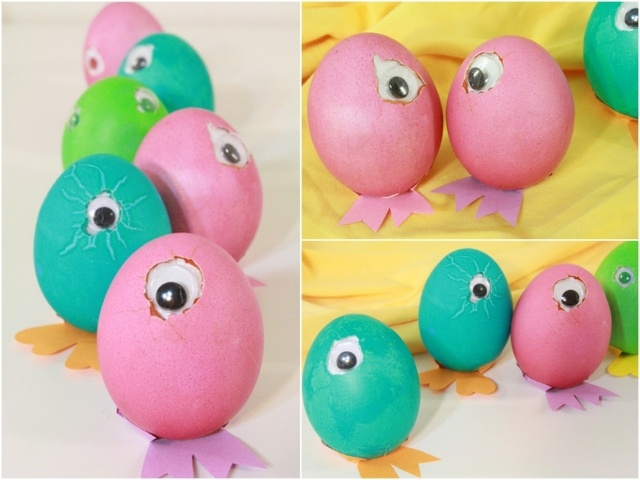 Veľkonočné dekorácie-urob si sám drotár-deti-vajíčka-oči vtipné