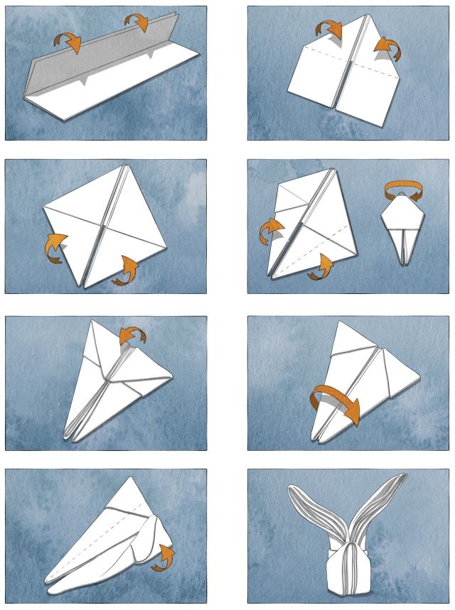 návod na skladanie obrúskového králika, urob si sám