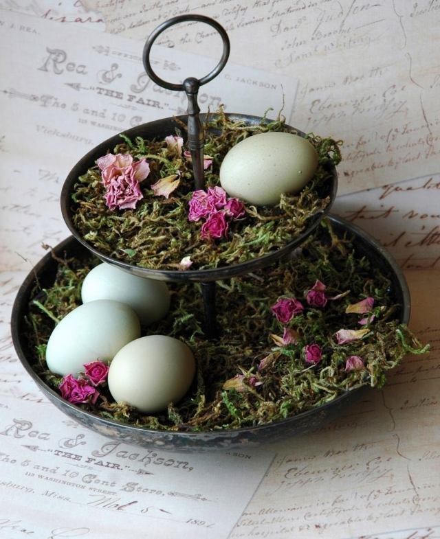 Veľkonočné dekorácie-nápady-urob si sám-poličky-suché-kvetinové vajíčka