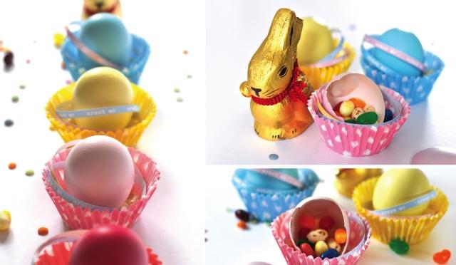 nápady na veľkonočné dekorácie detské obaly na muffiny farebné cukríky