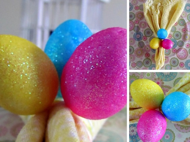 Vajíčka z polystyrénu na veľkonočnú dekoráciu-urob si sám-obrúsok