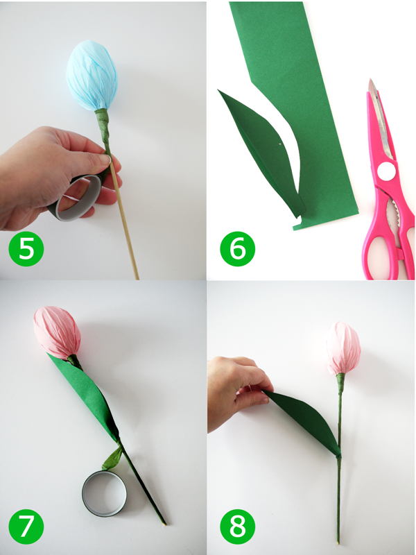 Veľkonočné dekorácie remeselné nápady kytice tulipány cukrovinky papier