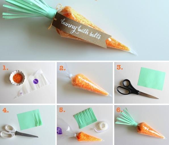 veľkonočný nápad darčekový obal mrkvová soľ do kúpeľa