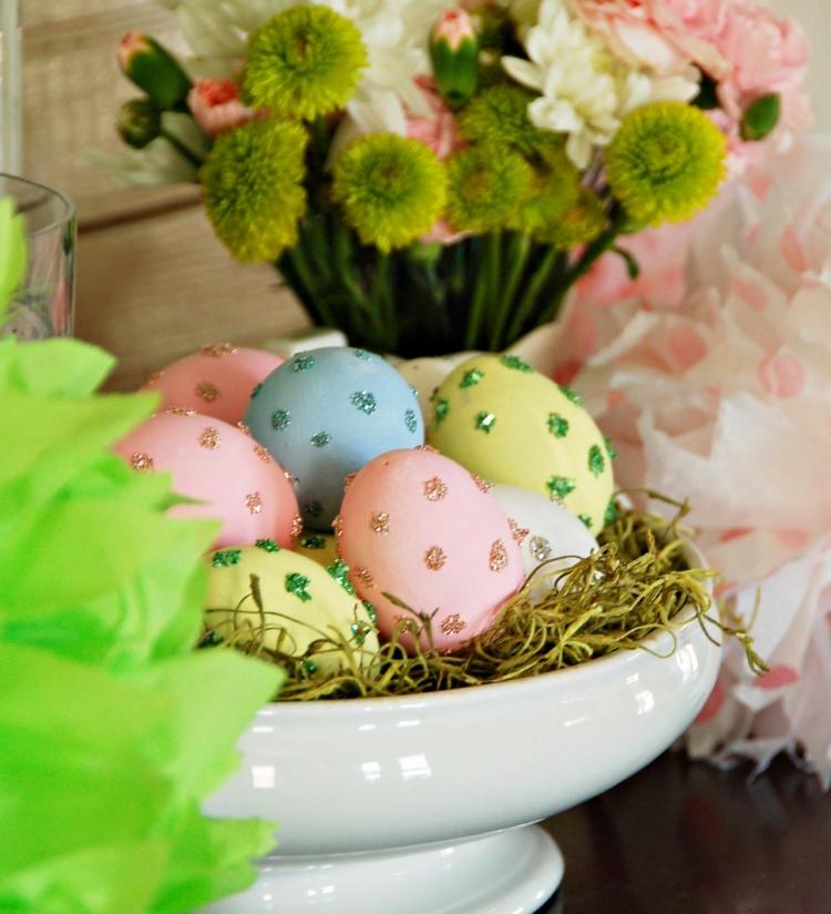 Veľkonočná dekorácia-urob si sám-veľkonočné-vajíčko-trblietky