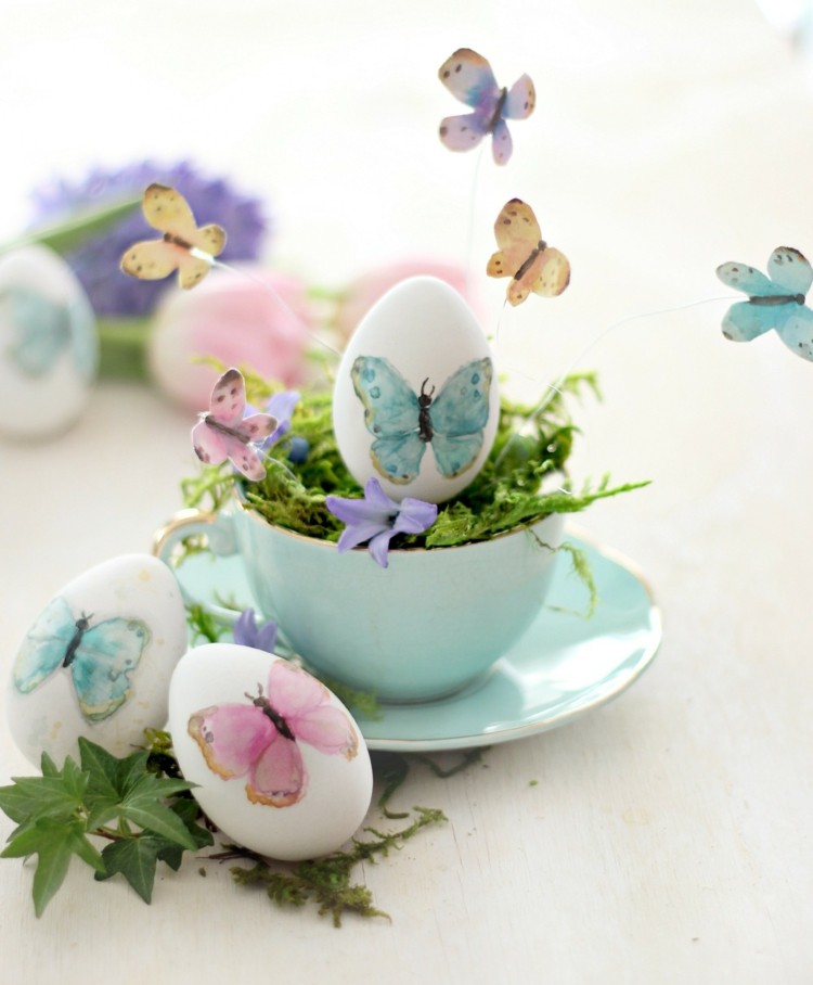 Veľkonočné vajíčka-farbenie-maľba-motýle-romantický-akvarelový-dizajn