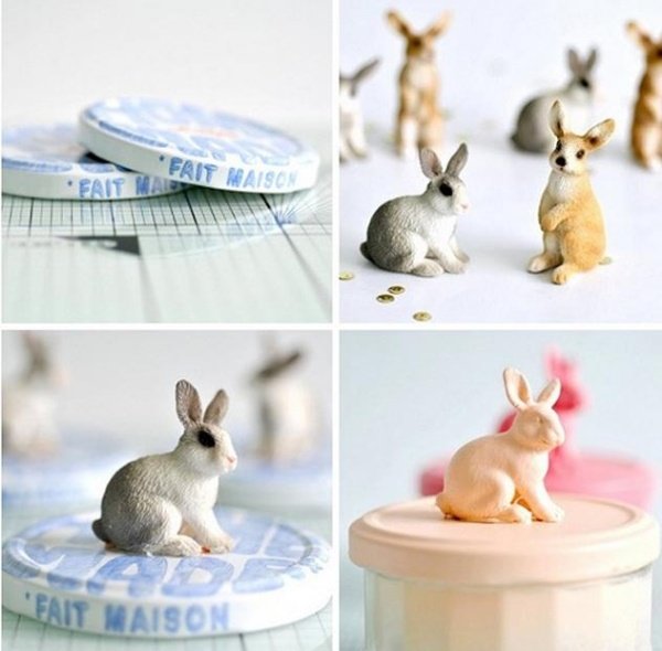 Veľkonočné darčeky nápady pre deti figúrky zajačika z zaváraniny Veľkonočné darčeky, nápady pre deti, drobnosti, džem, jar, králičie figúrky