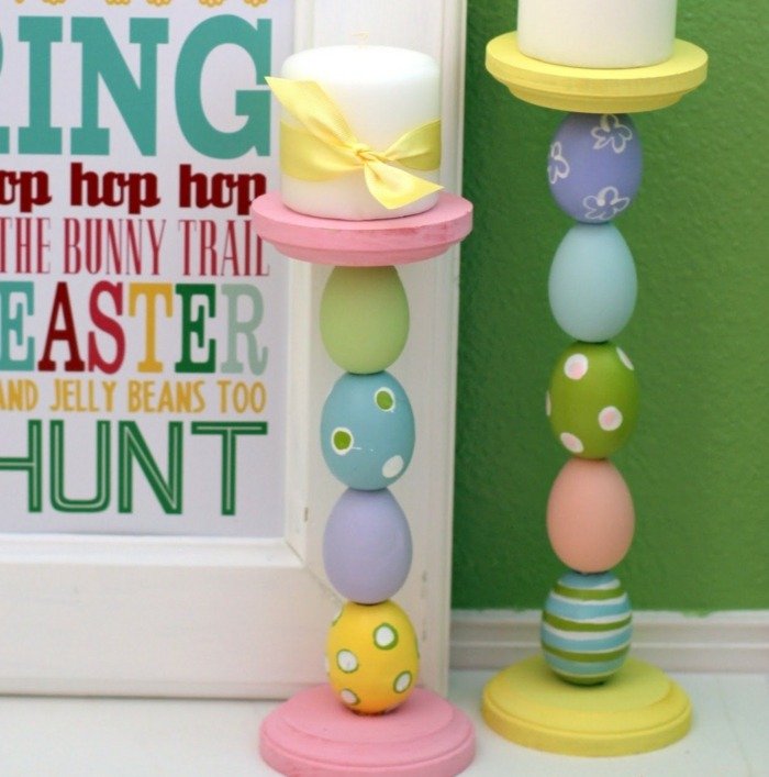 svietnik pestrý veľkonočný darček nápad veľkonočné vajíčka drevený plast