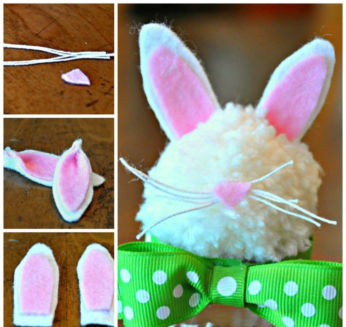 bobble easter bunny white fleece diy darčekový motýlik