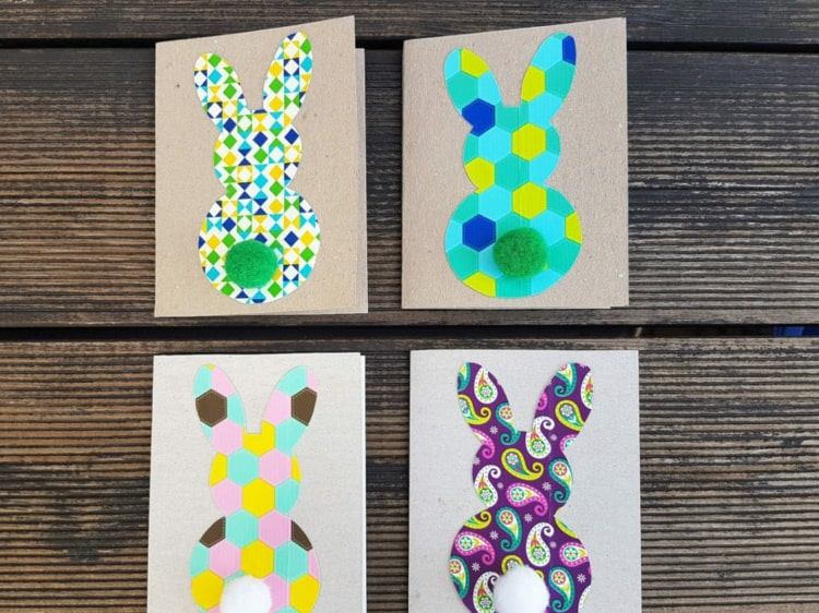 Vyrobte si s deťmi veľkonočné pohľadnice s roztomilými veľkonočnými zajačikmi a pomponmi