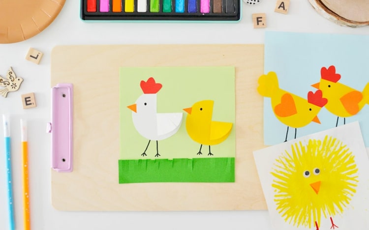 Z papierového kruhu urobte kura a mláďatá