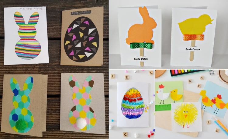 Vyrobte si s deťmi veľkonočné pohľadnice - mláďatá, kraslice a veľkonočných zajačikov ako motívy