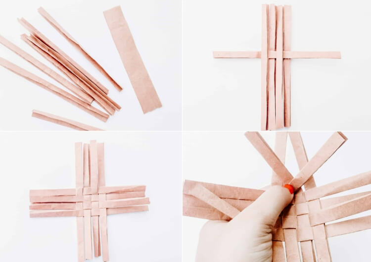 Tkanie veľkonočných košíkov z pásov papiera - ručné ručné pokyny na Veľkú noc