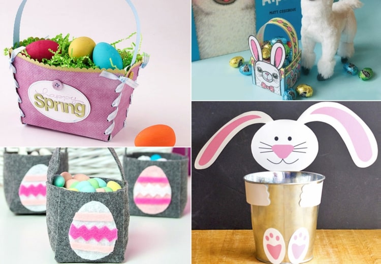 Drobné veľkonočné košíky so šablónou - nápady z plsti a papiera