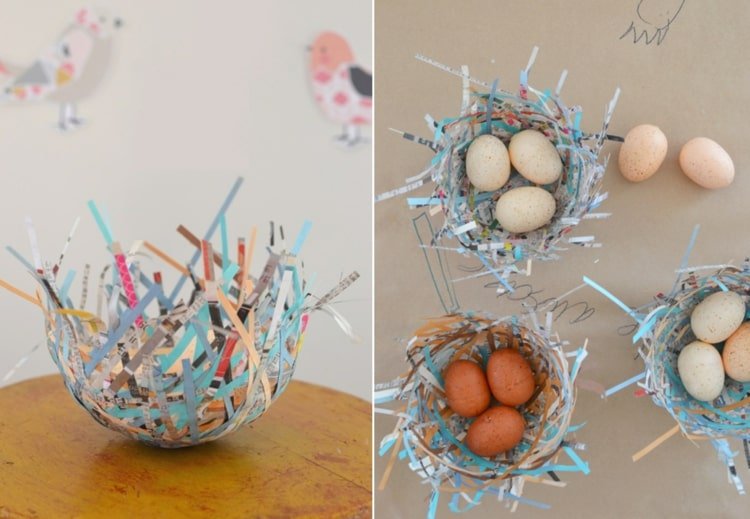 Vyrobte si veľkonočné hniezdo s batoľatami z papierových prúžkov a lepidla