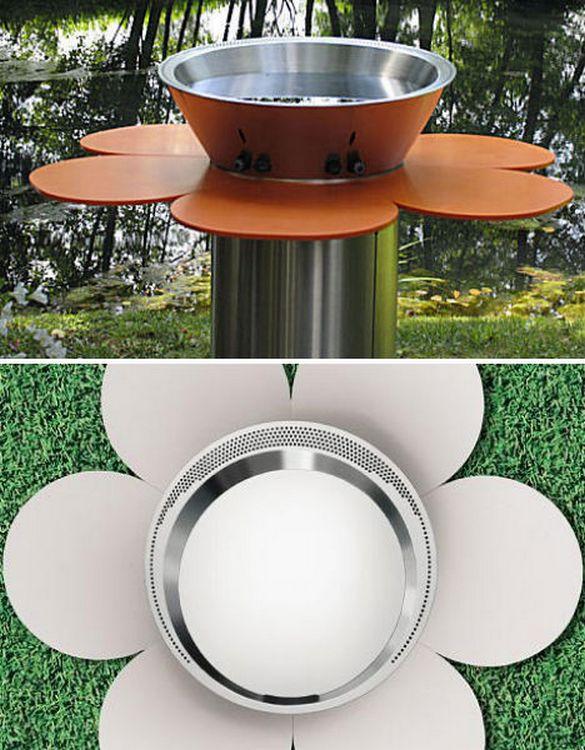 Outdoorový dizajnér griluje onfalos v tvare kvetu