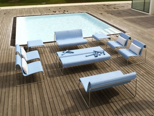 moderný modrý záhradný nábytok z nehrdzavejúcej ocele moderný-modro-nerezový záhradný nábytok