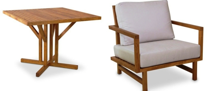 vonkajší nábytok Warisan bočný stôl kreslo hranaté