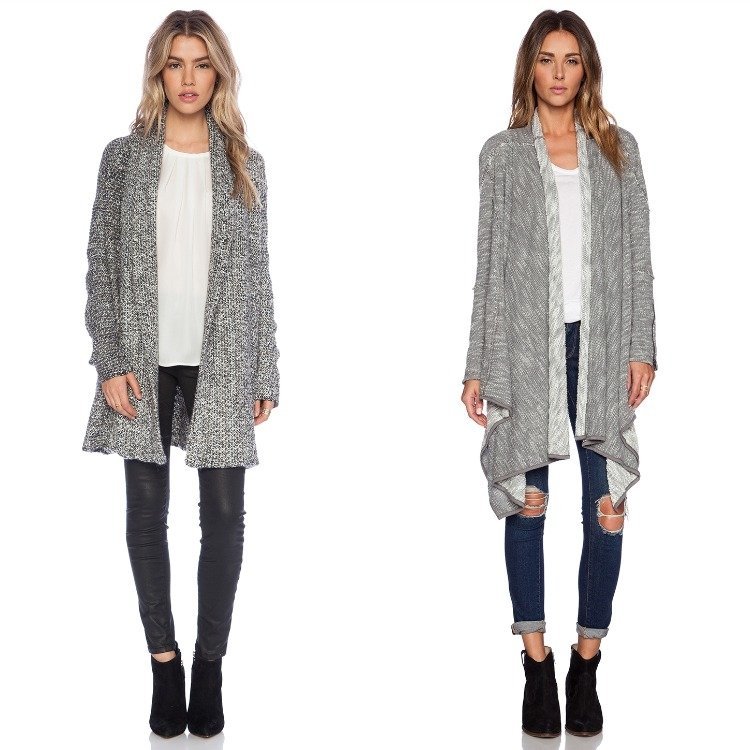 Moderný jemný pletený sveter svetlosivej farby s voľným strihom outfit-nápady-vesty-oversize-sivé-rifle-tričko-biele-členkové-čižmy