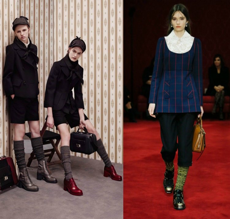 Pančuchy a ponožky v kolekcii jeseň / zima od Prada a Miu Miu overknee-pančuchy-dlhé-ponožky-kombinujúce-prada-miumiu-jeseň-2016