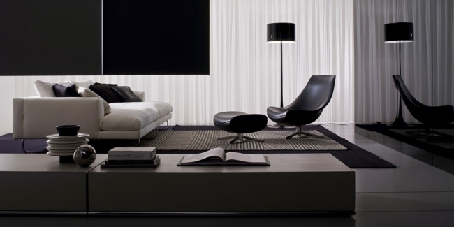 Oyster ležadlo z čierneho koženého čalúnenia