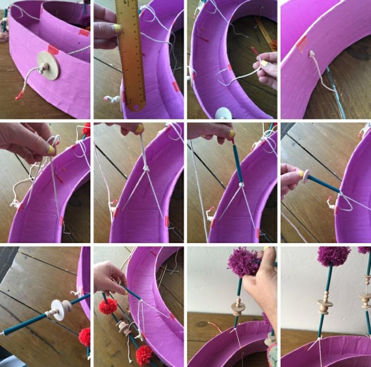 Vyrobte si kvetináč v tvare prsteňa na zavesenie vo fialovej farbe