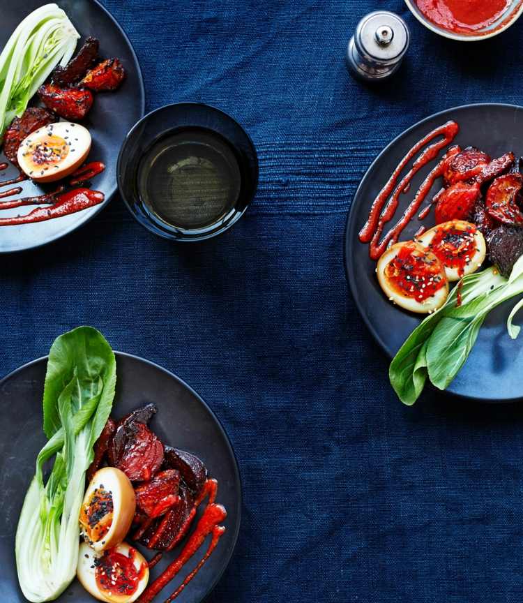 ramen vajcia cvikla recept pak choi šalát