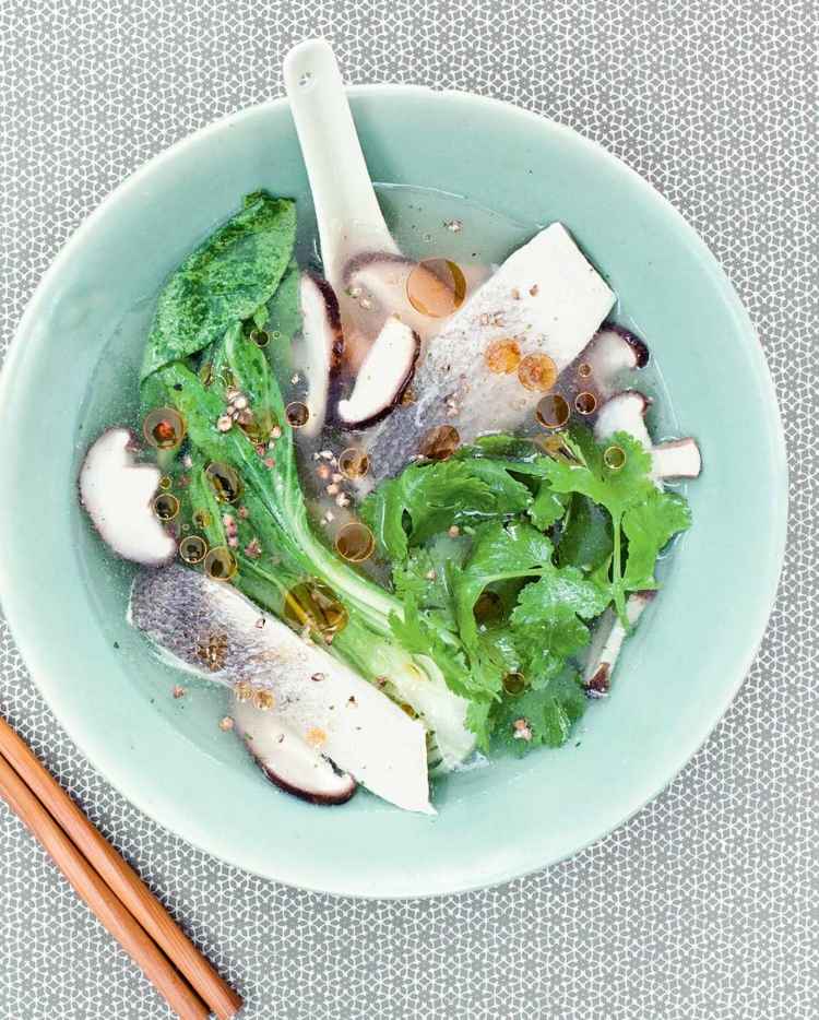 pak choi recept polievka ryba koriander shiitake