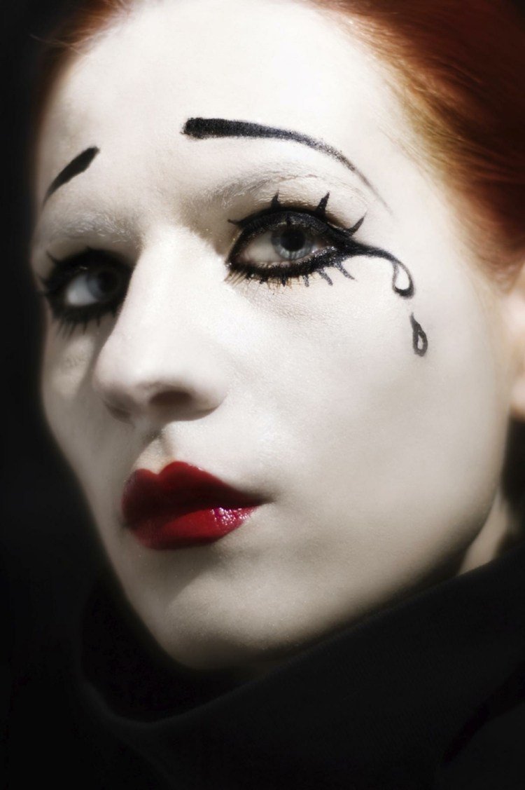 slzy maľovanie na tvár smutná pantomíma nalíčiť