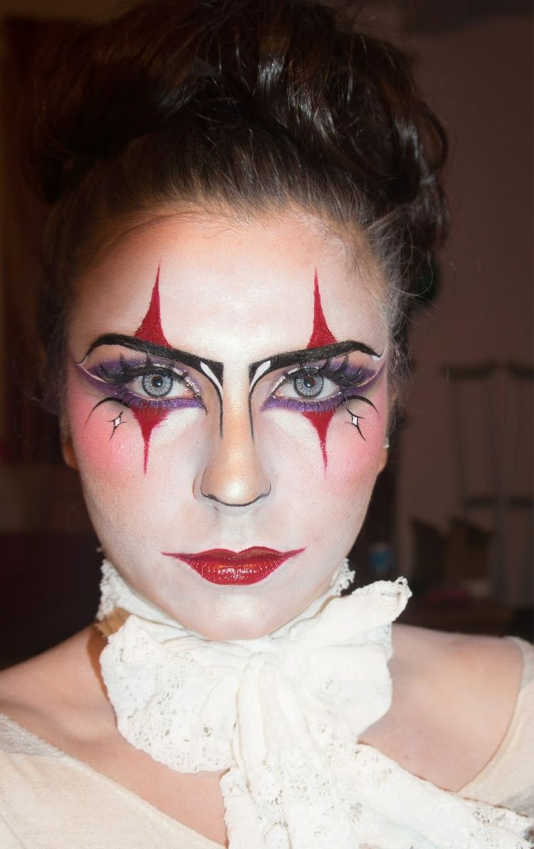 harlekýn make-up tvár žena karneval halloween