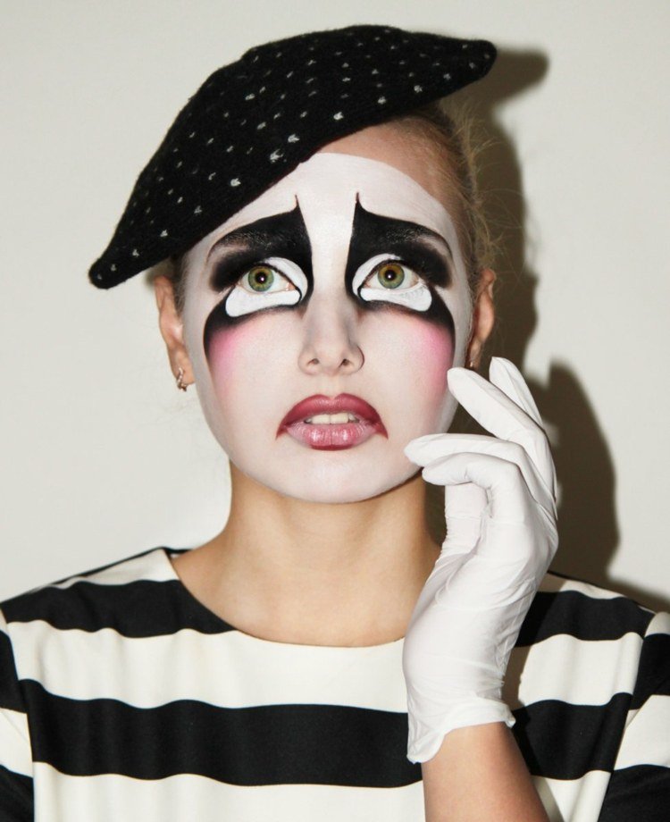 halloween karneval líčenie nápady smutná pantomíma tvár