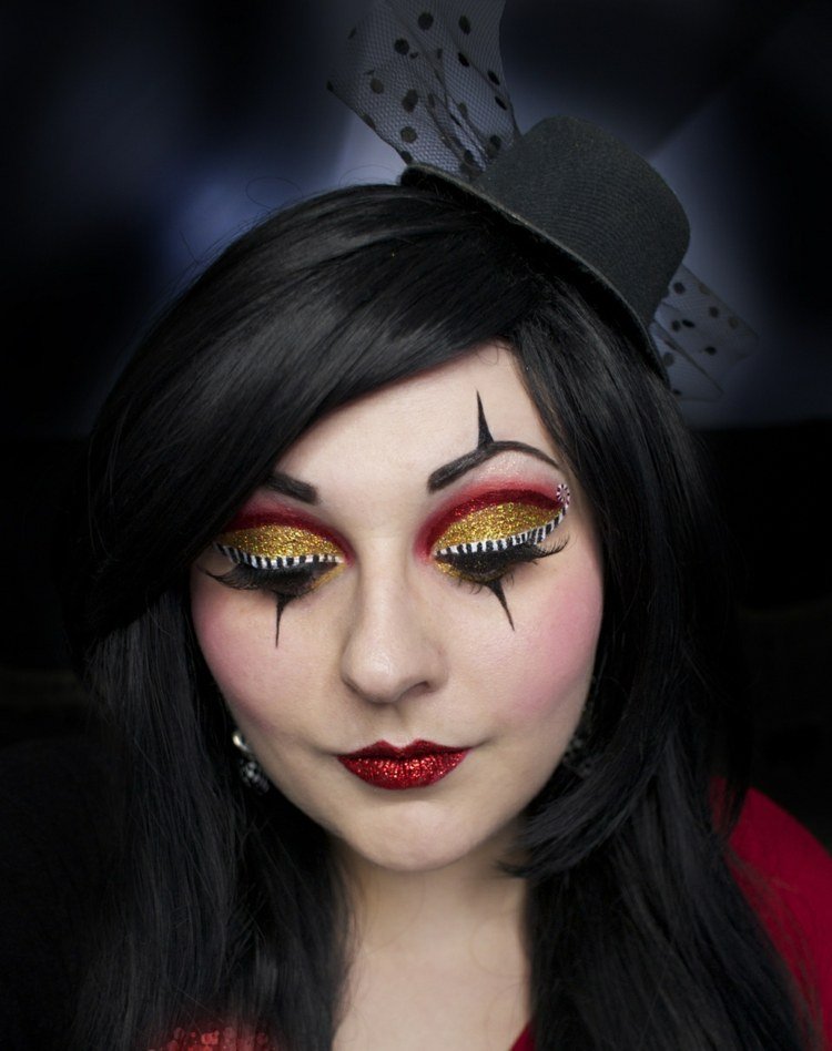 pantomimický kostým dámsky zlatý červený čierny karneval halloween