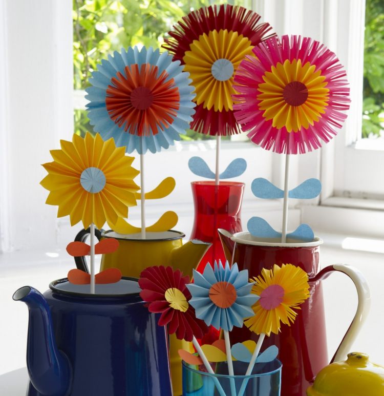 drotárske papierové kvety s deťmi drobetické nápady-drotárske pokyny-hodvábny papier-stavebný papier