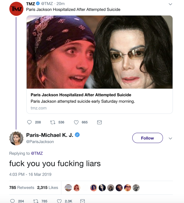 Paris Jackson bojuje proti fámam o pokuse o samovraždu