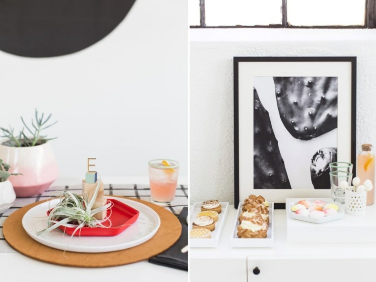 párty dekor nápady rastliny obrázok tanier občerstvenie oslavovať interiér