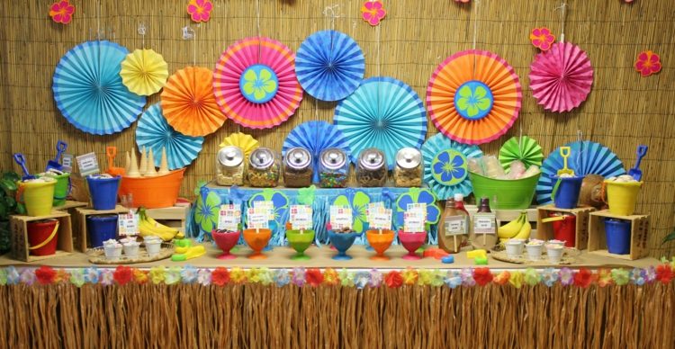 Ozdobte fiestu ozdobami na stenu pre fanúšikov párty dekorácia na letný festival bufet fiesta papierová stena slamená rohož v štýle havaj